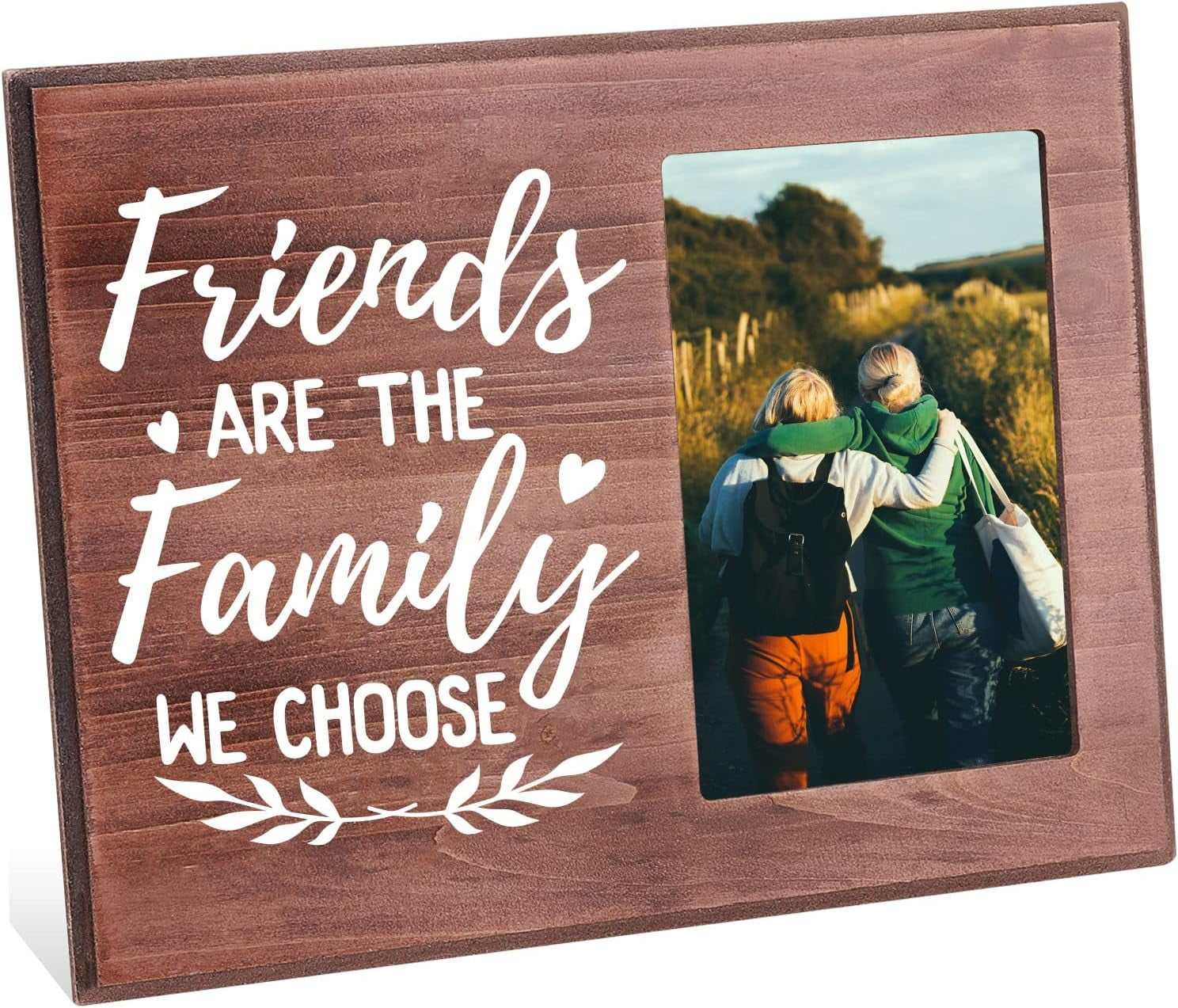 Friends are The Family We Choose Picture Frame 4x6 inch Going Away Picture  Frame with Heart Pattern Hanging/Tabletop Wooden Frame for Birthday  Graduation College Leaving - Walmart Business Supplies, image size:1488x1273
