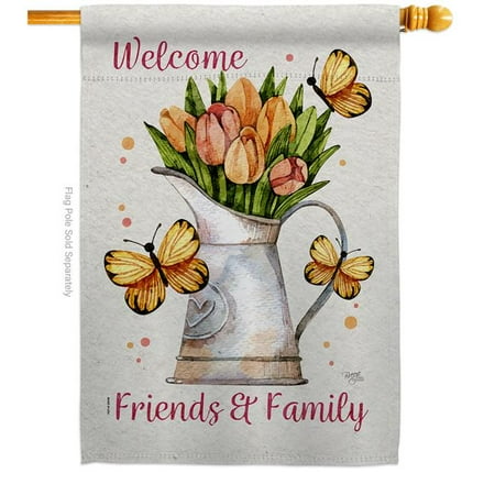Friends Family Floral Double-Sided Garden Decorative House Flag, Multi Color