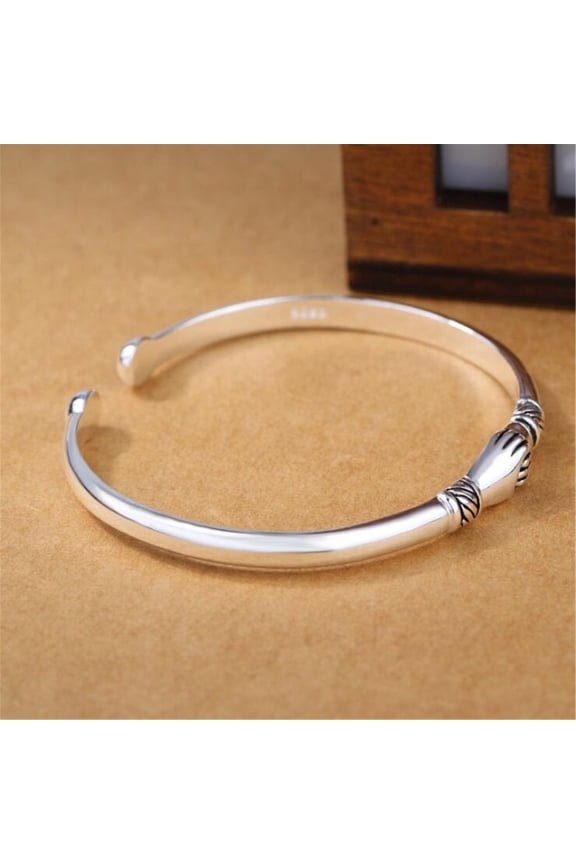 Friends Forever Bangle - Vintage S925 Sterling Silver Handshaking Bracelet, Adjustable, Hypoallergenic, Ideal Gift for Friends & Sisters