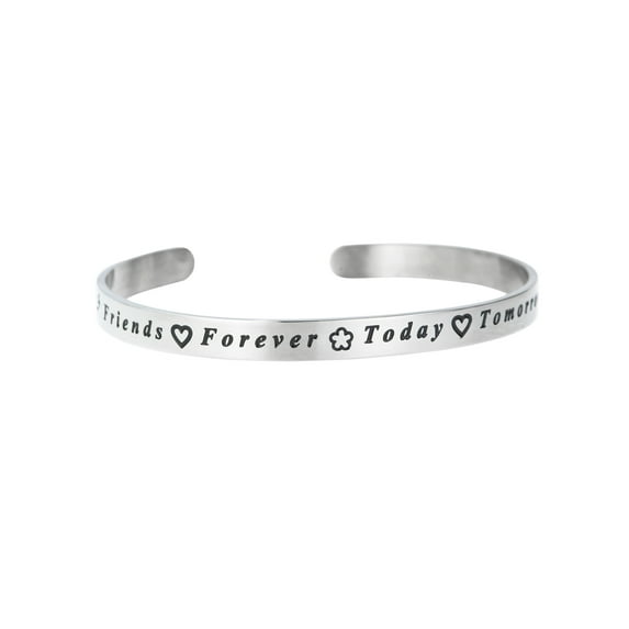 Friends Forever Today Tomorrow Always Adjustable Cuff Bracelet Wristband Bangle