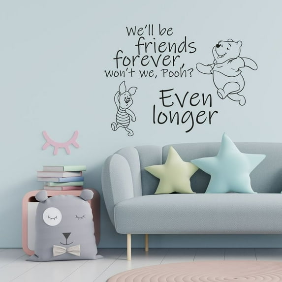 WE'll Be Friends Forever, Won't We, Pooh? Even Longer Winnie The Pooh Quote Vinyl Wall Sticker Art Decal Décor Home Room Kids Room Boys Girls Room Pooh Lover Living Room Decoration Size (18x20 inch)