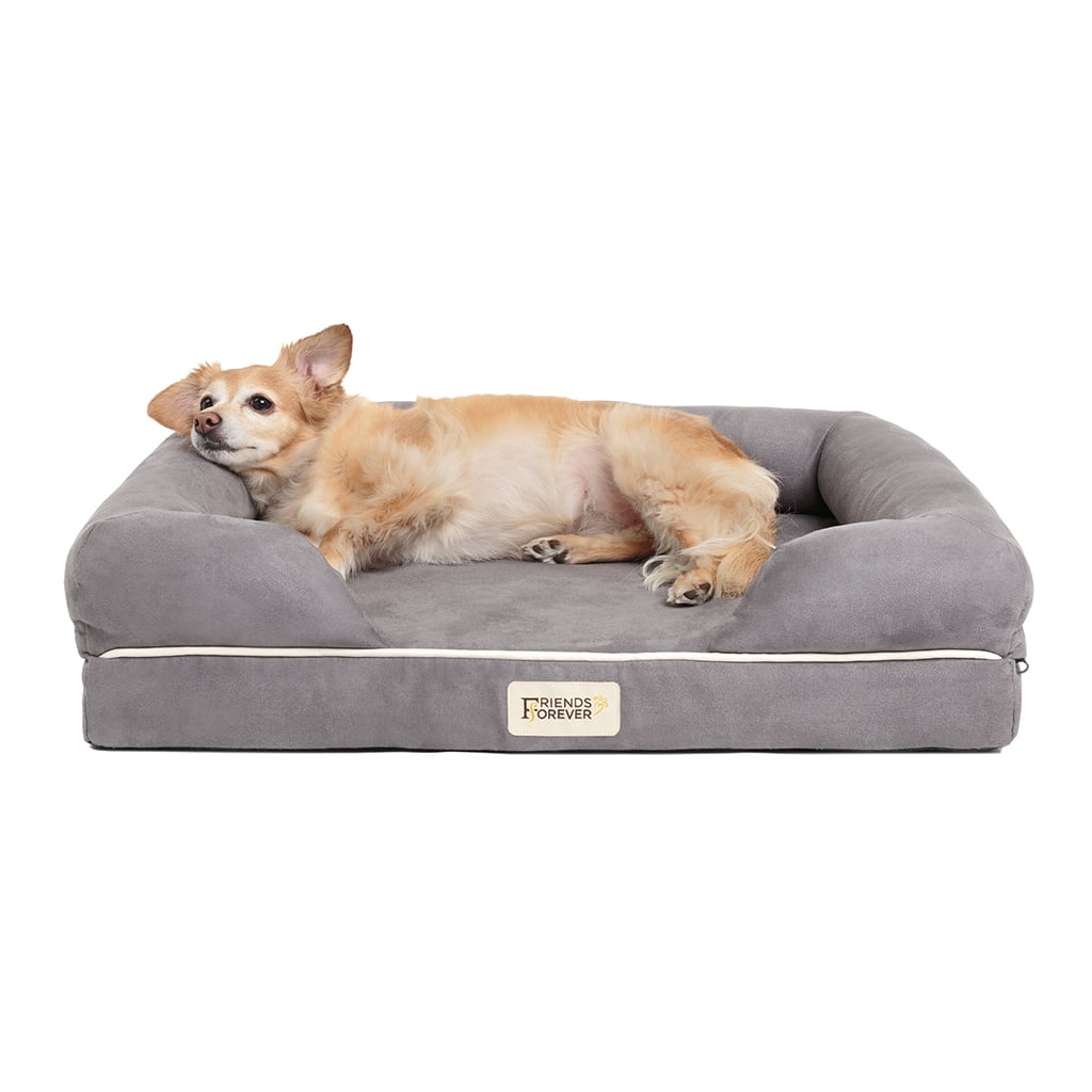  Friends Forever Donut Dog Bed Faux Fur Fluffy Calming Sofa For  Small Dogs, Soft & Plush Anti Anxiety Pet Couch For Dogs, Machine Washable Coco  Pet Bed with Non-Slip Bottom, 23x23x6