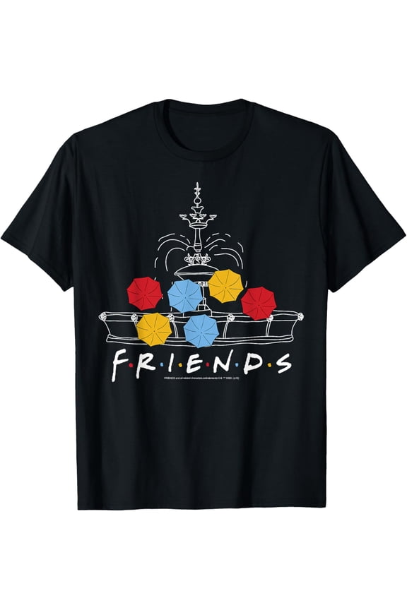 Friends Fountain Umbrella Logo Doodle T-ShirtMen and women, Black T-shirt, size: Extra large S-4XL