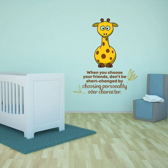 Your Friends Giraffe Life Quote Cartoon Quotes Decors Wall Sticker Art Design Decal for Girls Boys Kids Room Bedroom Nursery Kindergarten Home Decor Stickers Wall Art Vinyl Decoration (30x15 inch)