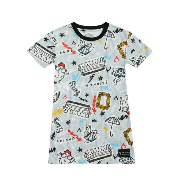 Friends Girls Short Sleeve Lounge Dorm Sleep Gown, Sizes 4-12