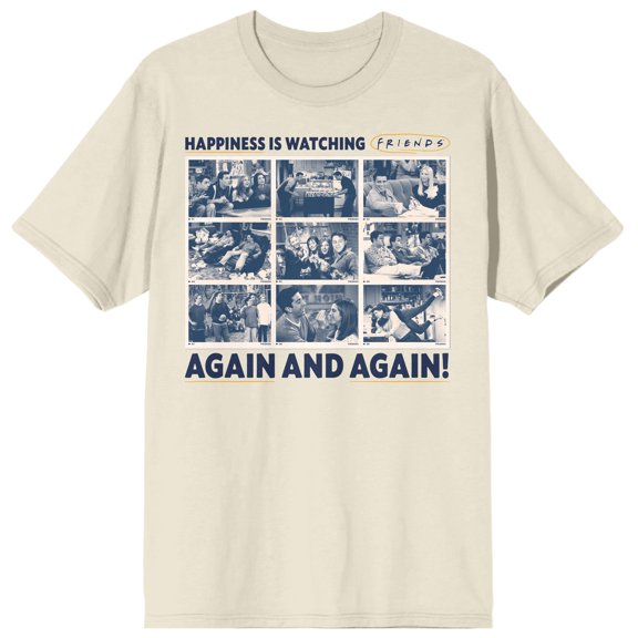 Friends Happiness is Watching Friends Again Natural T-Shirt-M