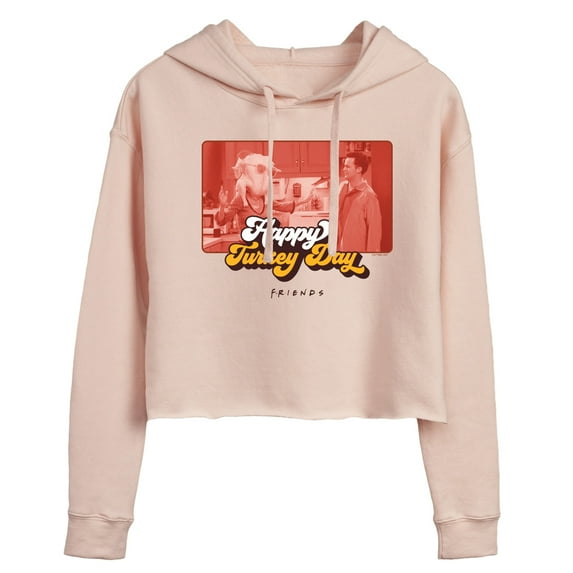 Friends - Happy Turkey Day - Juniors Cropped Pullover Hoodie