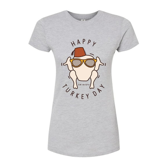 Friends - Happy Turkey Day - Juniors Fitted Graphic T-Shirt