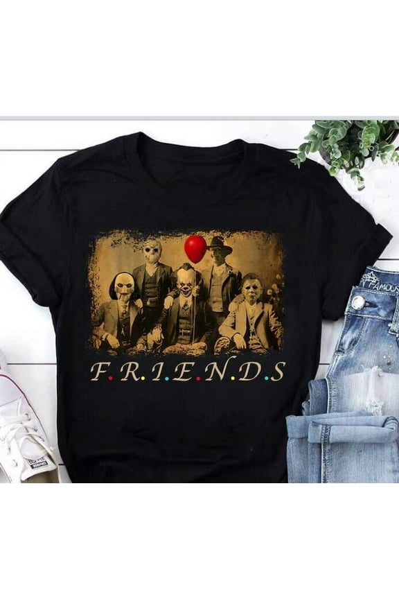 Friends Horror Five Characters Squad – Funny Halloween Movie T-shirt, Funny Hall