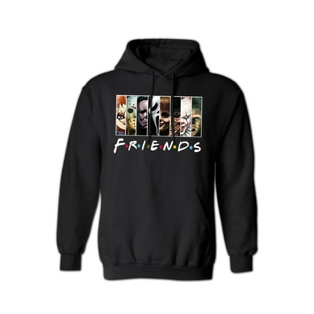 Friends Horror Movie Hoodie - Funny Michael Myers Halloween Graphic Hooded Sweatshirt for Women & Men - Black
