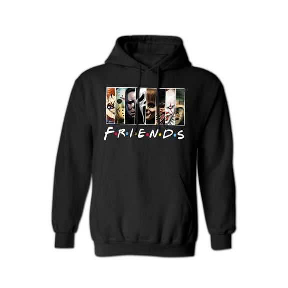 Friends Horror Movie Hoodie - Funny Michael Myers Halloween Graphic Hooded Sweatshirt for Women & Men - Black