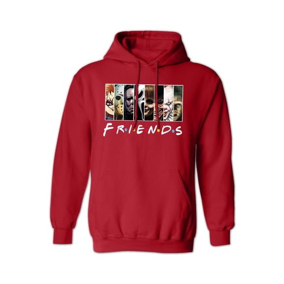 Friends Movie Hoodie - Funny Michael Myers Halloween Graphic Hooded Sweatshirt for Women & Men - Red