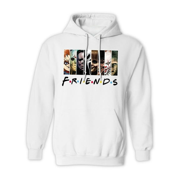 Friends Movie Hoodie - Funny Michael Myers Halloween Graphic Hooded Sweatshirt for Women & Men - White