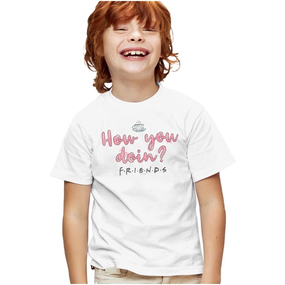 Friends How You Doin? Kids T Shirt for Youth Boys and Girls, White, X-Small