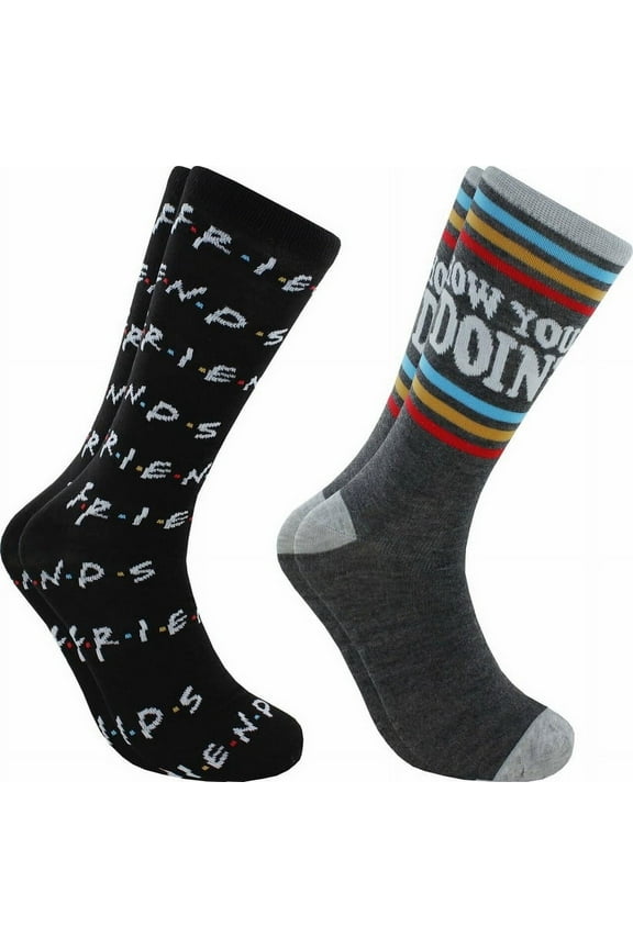 Friends How You Doin? Men's Casual Socks 2 Pair Pack Shoe Size 6-12