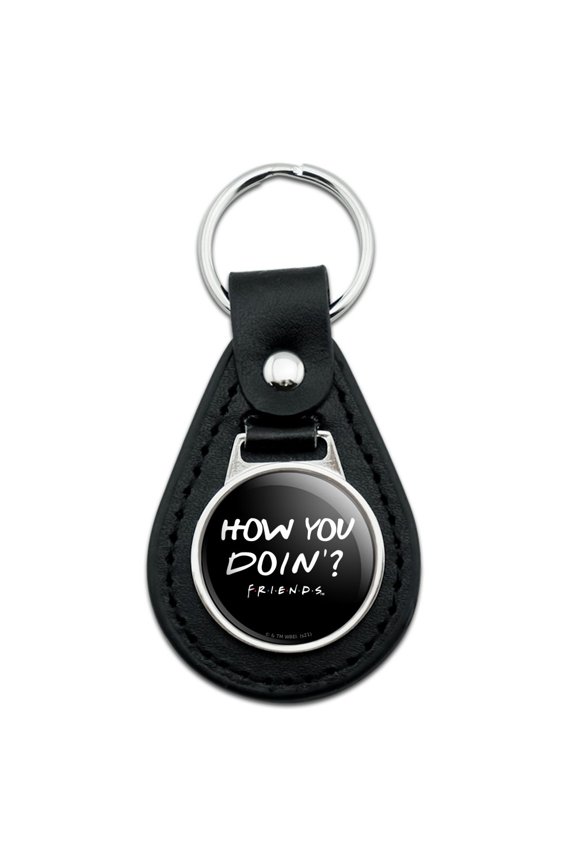 Friends How You Doin Quote Black Leather Keychain