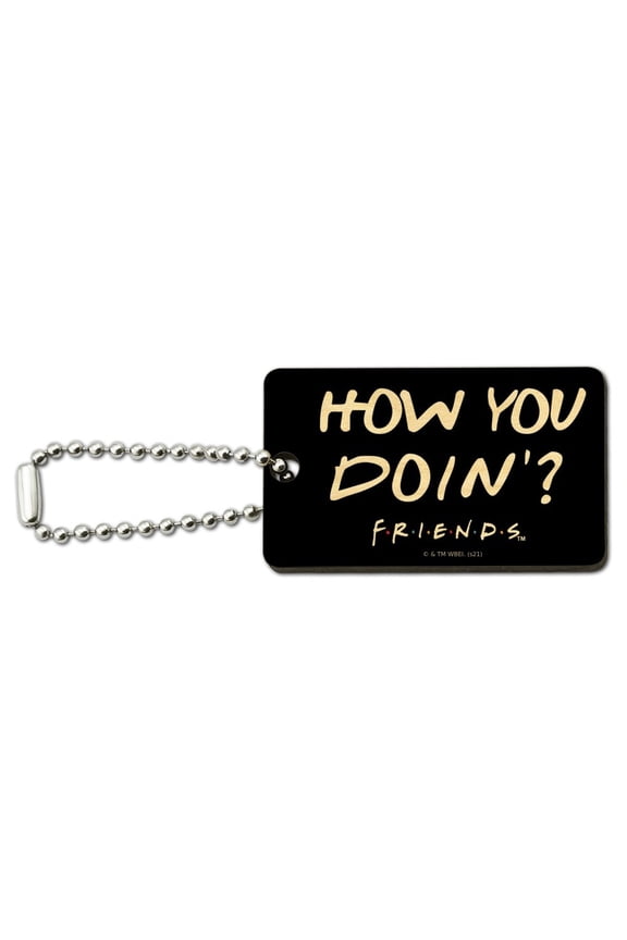 Friends How You Doin'? Quote Wood Wooden Rectangle Keychain Key Ring