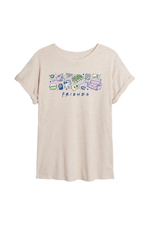 - Icon Collage - Juniors Oversized Graphic T-Shirt