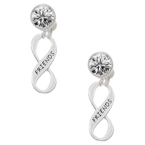 Friends Infinity Sign Clear Crystal Clip On Earrings