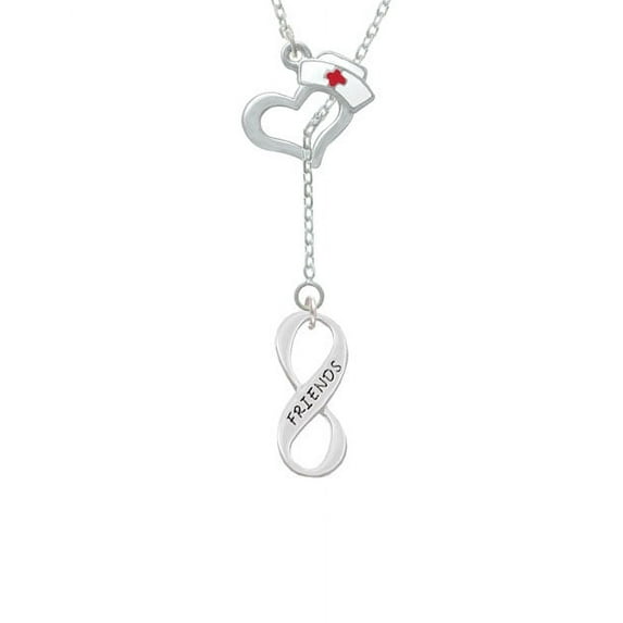Friends Infinity Sign Open Heart Nurse Hat Lariat Necklace