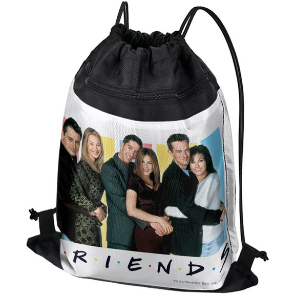 Friends It's All About Friends Drawstring Backpack Sports Bag Sackpack 17" x 13", Perfect for Gym, Yoga or Practice