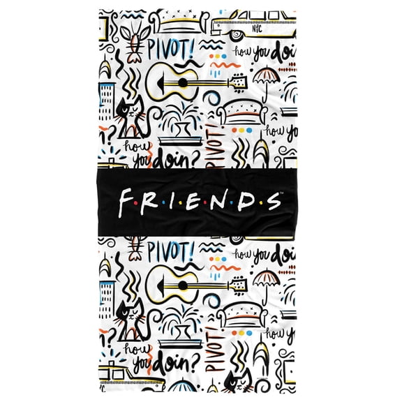 Friends Let's Be Friends Pattern Officially Licensed Beach Towel 30' X 60'