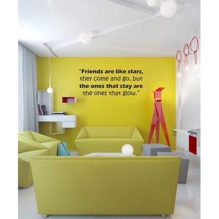 Friends are Like Stars They Come and Go But The Ones That Stay are Then Ones That Glow - Friends TV Show Series Quote Wall Stickers for Bedroom Fans Rooms Home Decal Vinyl Decoration Size (6x10 inch)
