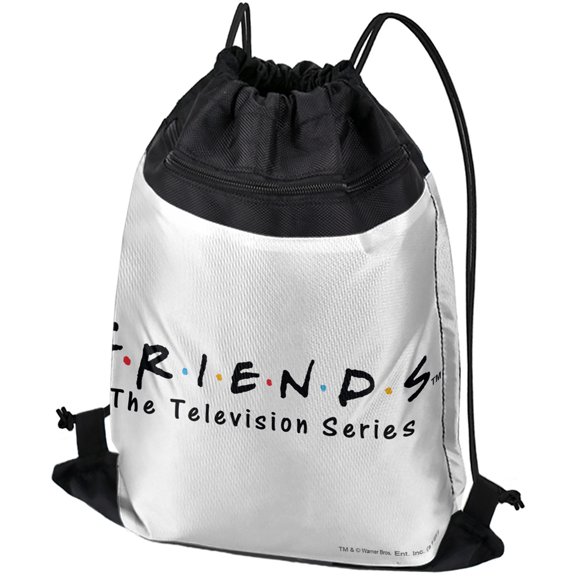 Friends Logo Drawstring Backpack Sports Bag Sackpack 17" x 13", Perfect for Gym, Yoga or Practice