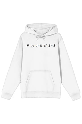 Friends Logo Long Sleeve White Adult Hooded Sweatshirt-XXL
