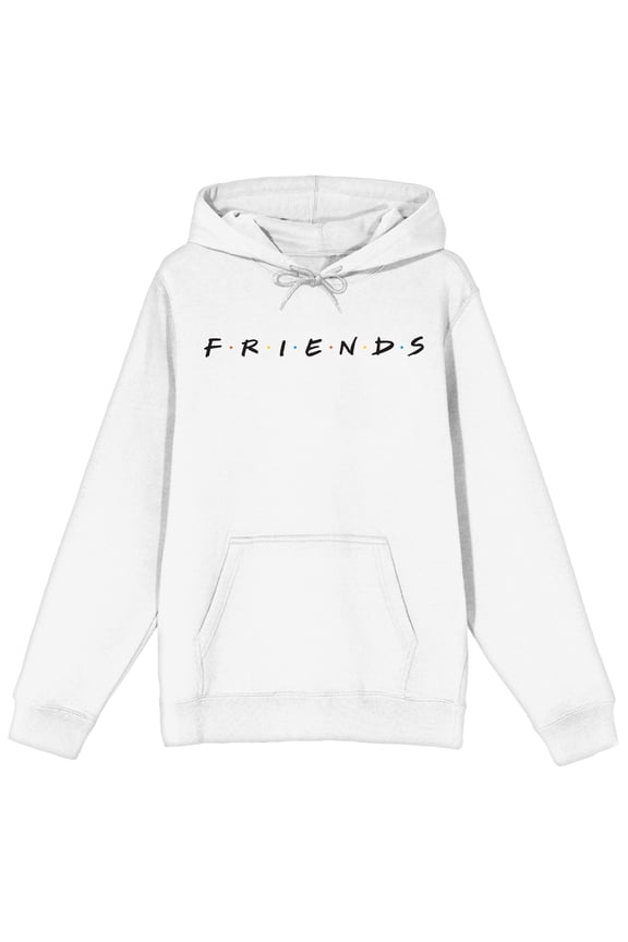 Friends Logo Long Sleeve White Adult Hooded Sweatshirt-XXL