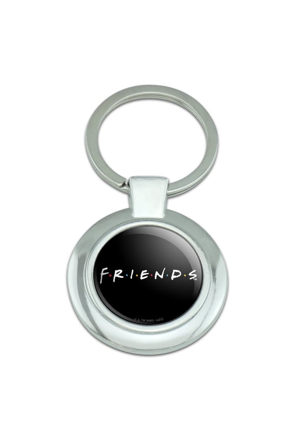 Friends Logo White Keychain Classy Round Chrome Plated Metal