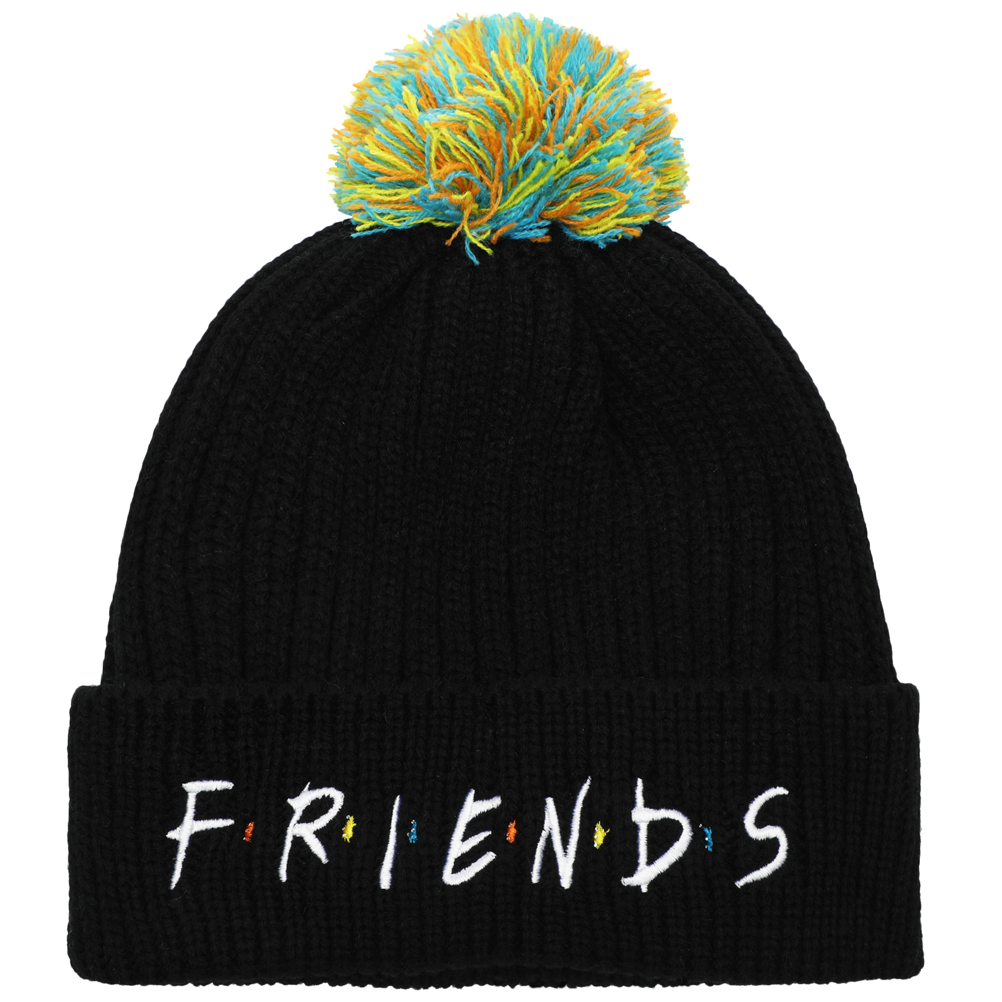 Friends Logo plain black Pom knitted Cuffed Winter Beanie 