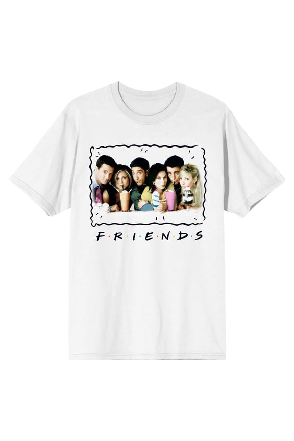 Friends Main Cast Sharing milkshakes Men's White T-shirt-Large