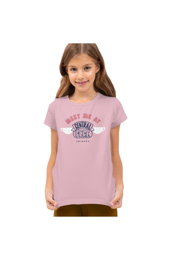 Friends Meet Me At Central Perk Kids T Shirt for Youth Boys and Girls, Pink, Medium