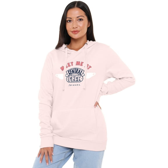 Friends Meet Me At Central Perk Women's Pullover Hoodie, Pale Pink, Large
