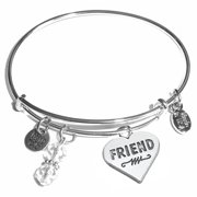 Friends Message Charm Expandable Wire Bangle Bracelet, IN A GIFT BOX!