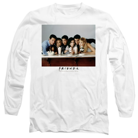 Friends Milkshake Unisex Adult Long-Sleeve T Shirt,White, Medium