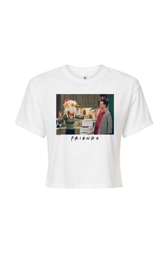 - Monica Turkey Head - Juniors Cropped Short Sleeve Graphic T-Shirt