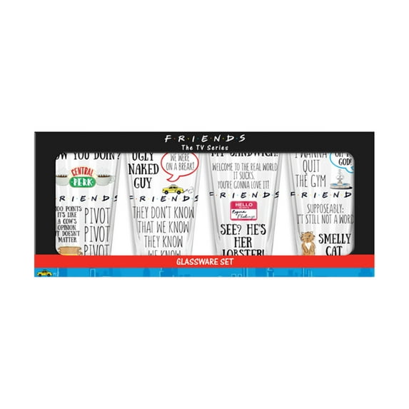 Friends Multi Quote Patterns 4 Piece Pint Glass Set