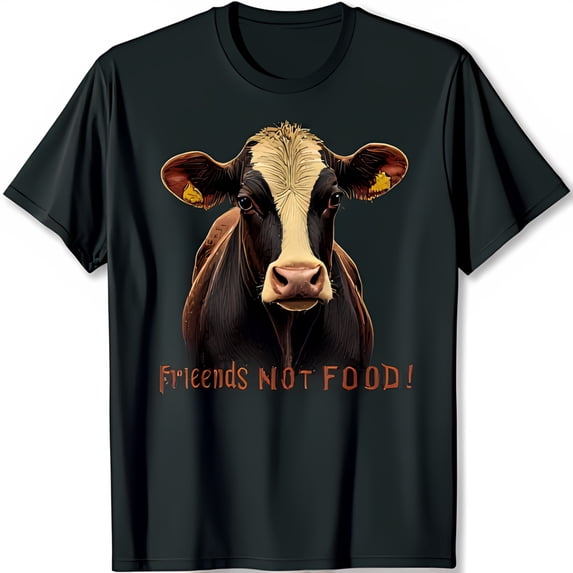 Friends Not Cow Graphic T-Shirt Compassionate Animal Lover Tee