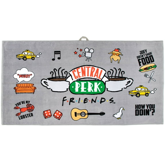 Friends Oversized Kids Towel with Hanging Loop, Cotton, Gray, Warner Bros