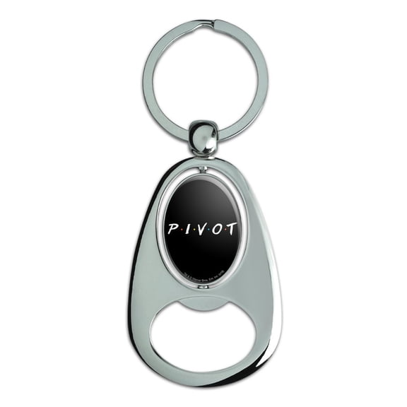 Friends PIVOT Keychain Chrome Metal Spinning Oval Bottle Opener