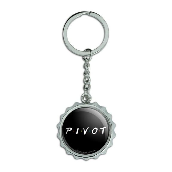 Friends PIVOT Keychain Chrome Plated Metal Pop Cap Bottle Opener