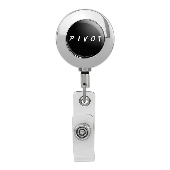 Friends PIVOT Retractable Reel Premium Metal Chrome Badge ID Card Holder Clip