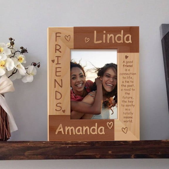 Friends Personalized Wooden Picture Frame 3 1/2" x 5" Brown (Vertical)