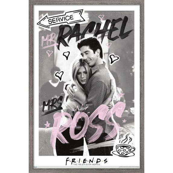 Friends - Ross and Rachel Wall Poster, 14.725" x 22.375", Framed