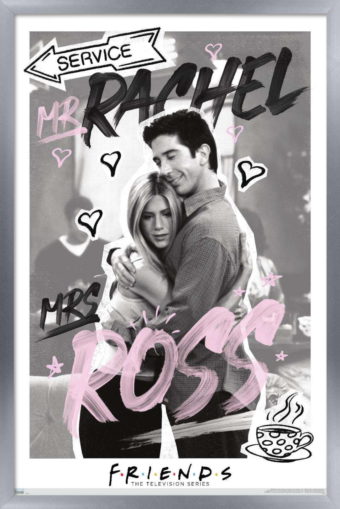 Friends - Ross and Rachel Wall Poster, 22.375" x 34", Framed