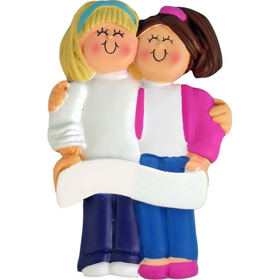 Friends Sisters Blonde Brown Personalized Christmas Ornament DO-IT-YOURSELF