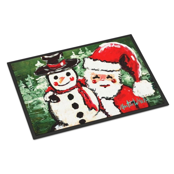 Friends Snowman and Santa Claus Door Mat