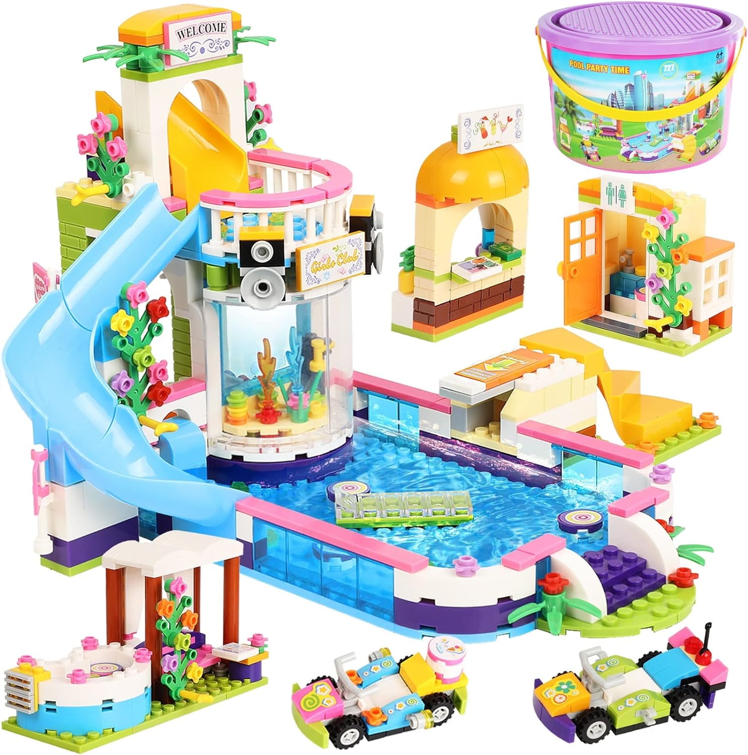 EXERCISE N PLAY Swimming Pool Building Blocks Set Toy, Gifts for Kids Ages 6-12 (727 Pieces)